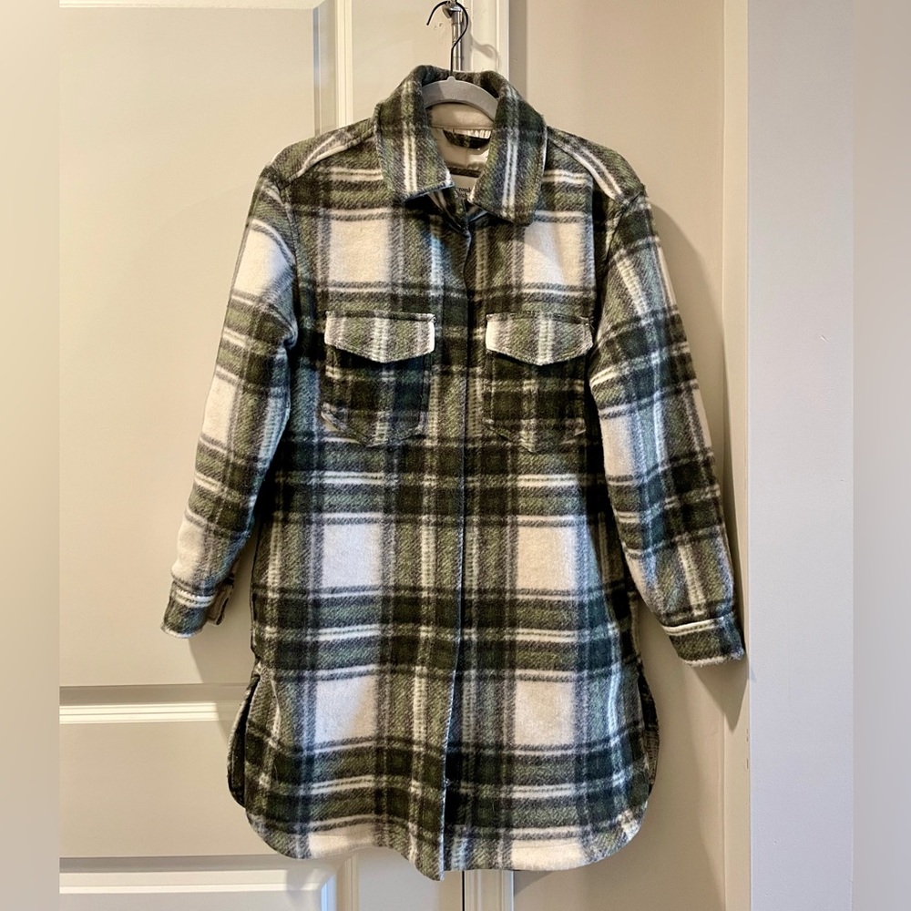 Abercrombie & Fitch Green and White Plaid Shacket